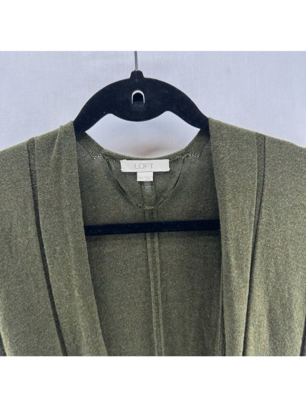LOFT Open Front Poncho Cardigan Sweater Womens XS/S Kimono Relaxed Olive Green - Picture 8 of 9